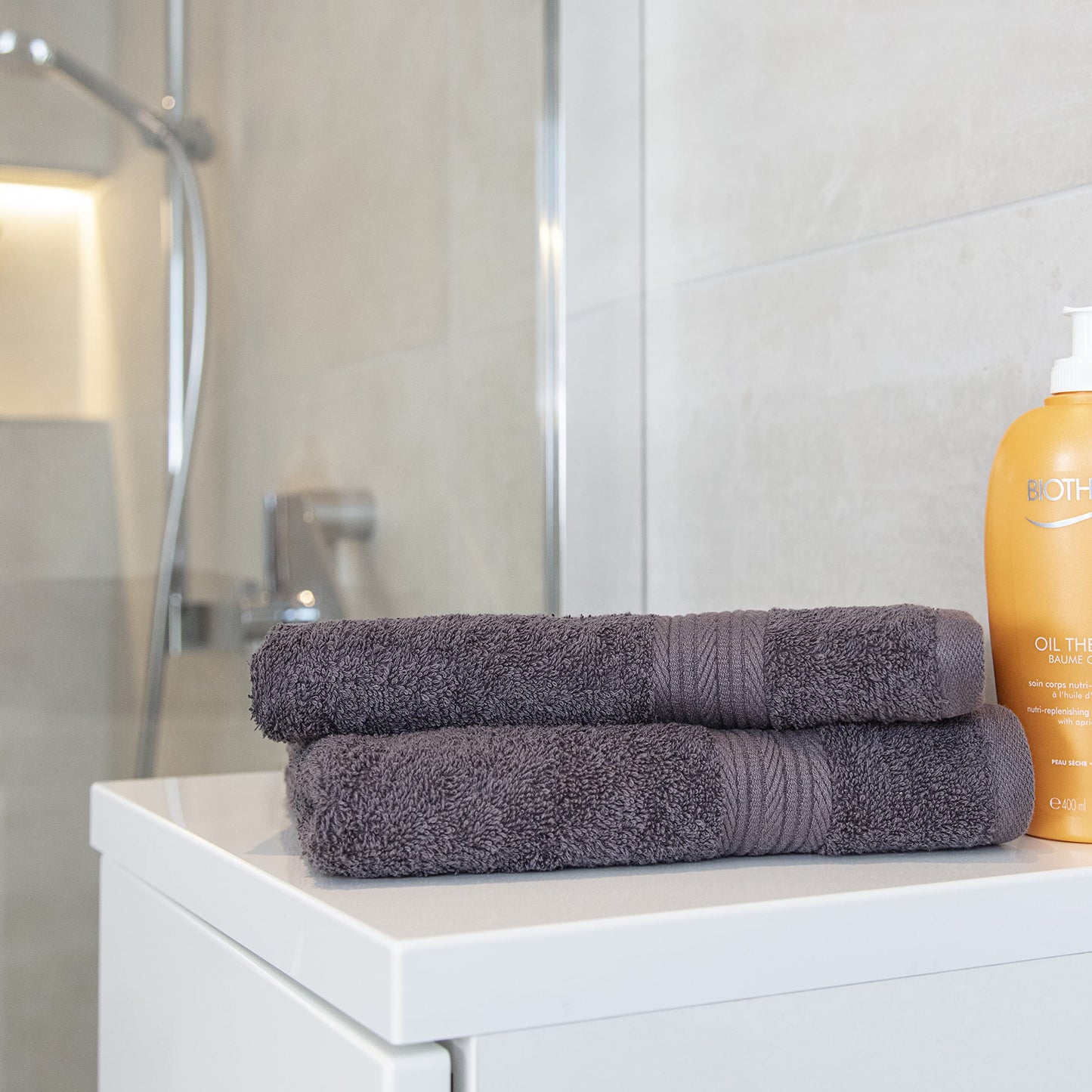 ALCLEAR set of terry hand towels, range of soft and highly absorbent towels, OEKOTEX 100 certified, 5 colours & 5 sizes, colour: ANTHRACITE