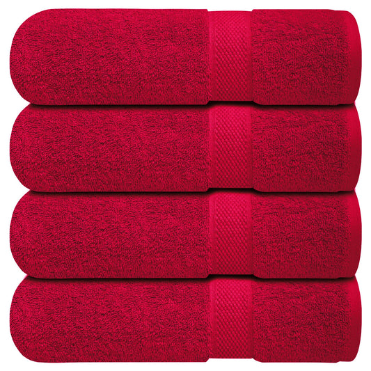Infinitee Xclusives Bath Towels Set of 4 (70x140 cm) - 100% Cotton, Super Absorbent, Quick-Dry Towels for Bathroom, Spa, Gym & Hotel |Burgundy|