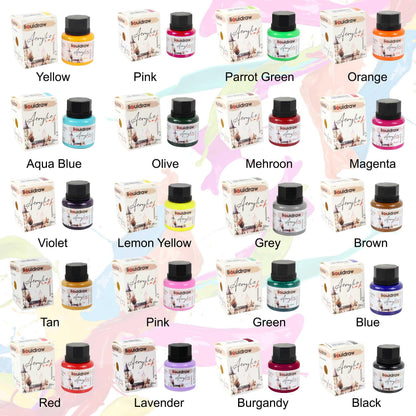 Liquidraw Acrylic Inks for Artists Set of 20 Waterproof Ink Set 35ml Professional for Painting, Drawing, Paints, Art, Brushes, Paper, Board, Canvas,