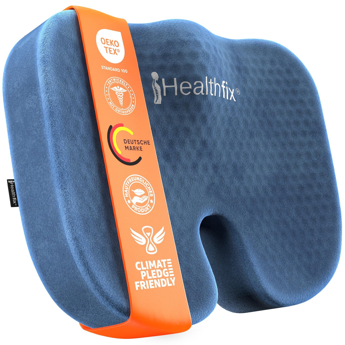 Healthfix Orthopedic Seat Cushion, Office Chair, Coccyx Relief with Honeycomb Layer and Velour Cover, Ergonomic Seat Cushion for Office, Car, Home