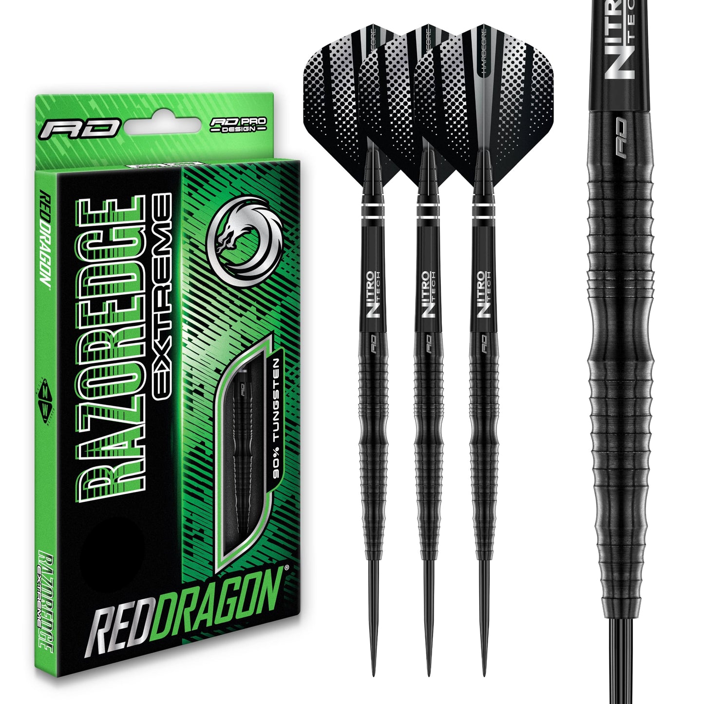 RED DRAGON Razor Edge Extreme 21 Gram Professional Tungsten Darts Set with Flights and Stems