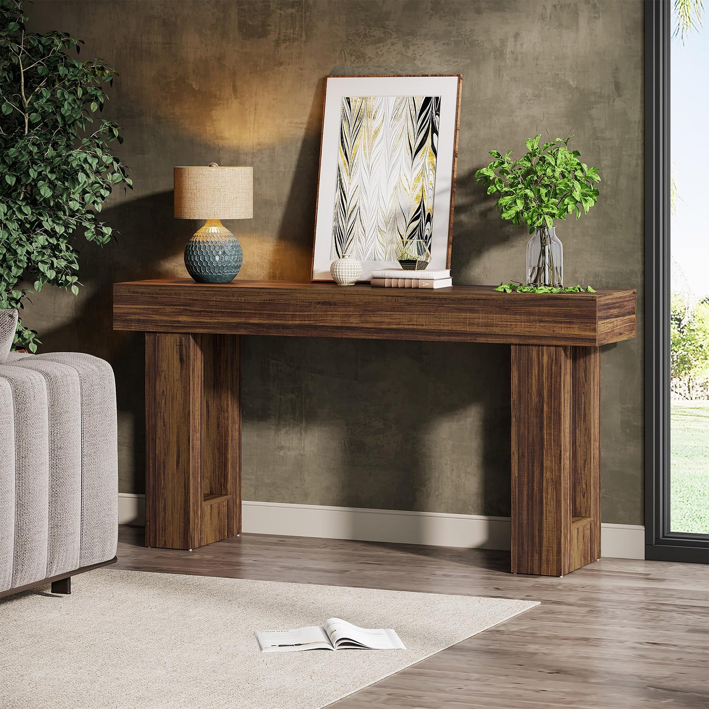 Tribesigns 160 cm Long Console Table, Wooden Rectangular slim Console Table Behind Sofa, Farmhouse Entryway Table for Entrance, Hallway, Living Room