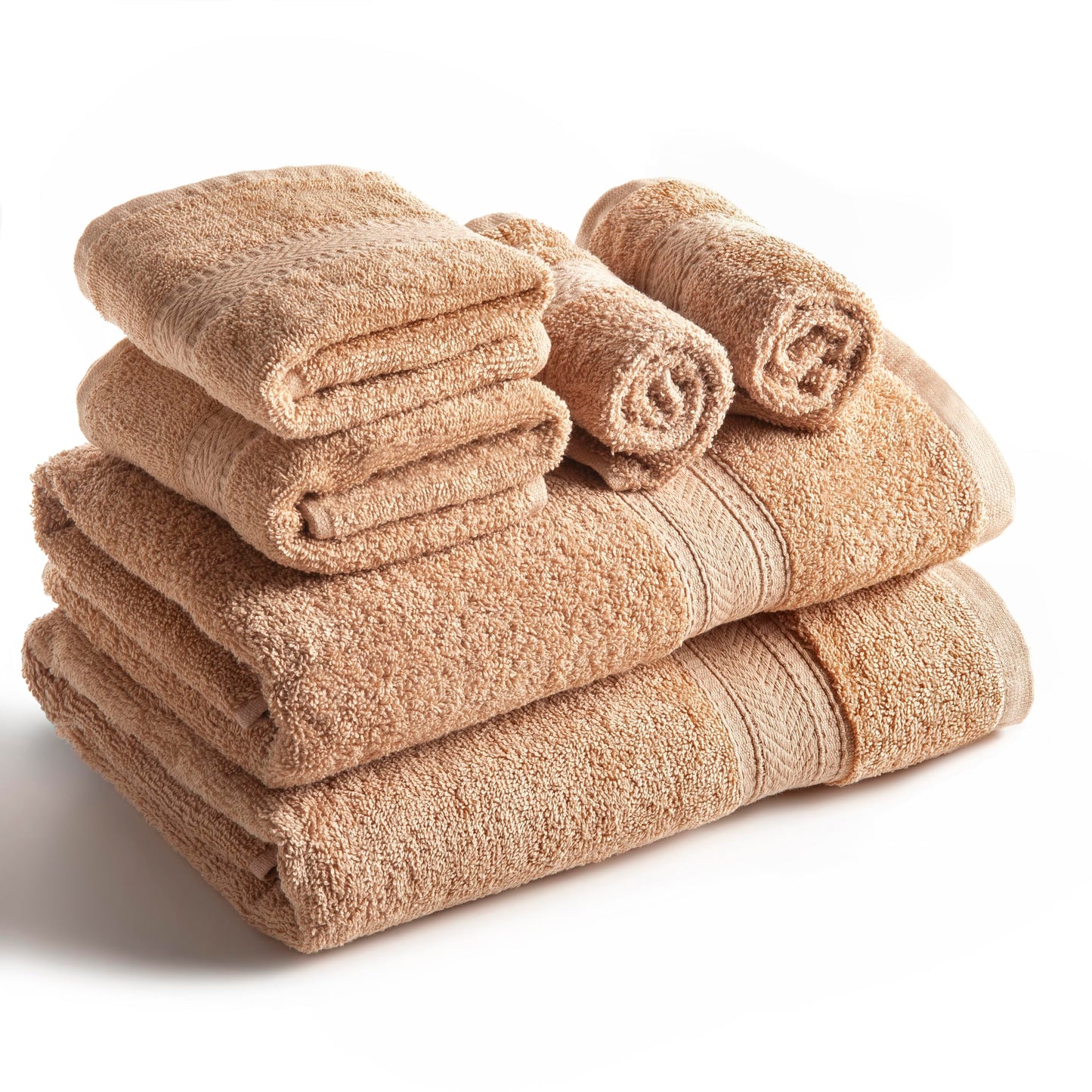 SweetNeedle 6 Piece Towel Set - 2 Bath Towels, 2 Hand Towels and 2 Washcloths Cotton Daily Use Hotel Spa Quality Soft Highly Absorbent Quick Dry