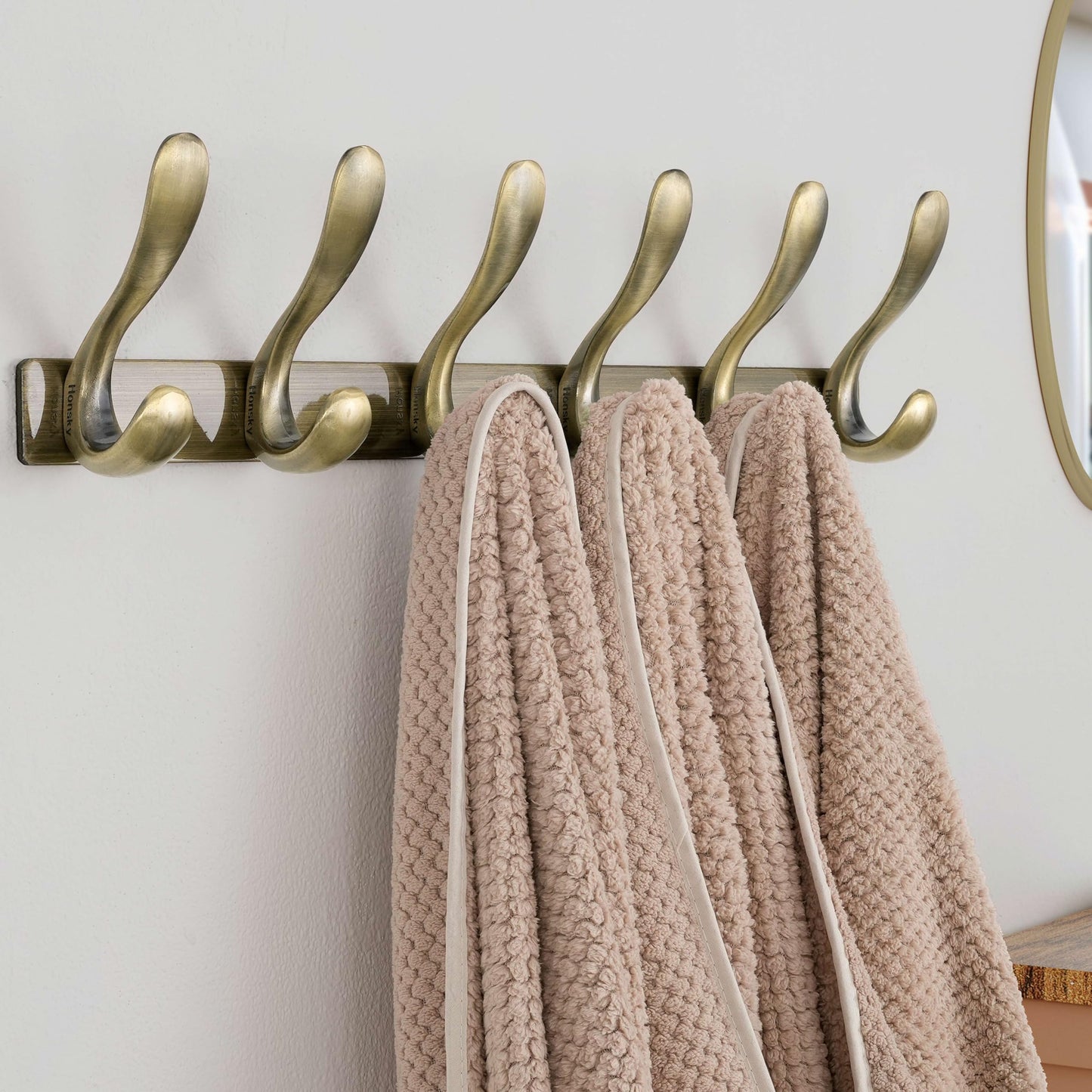 HONSKY Coat Rack Wall Mounted,44 cm Coat Hook Wall Mounted,6 Hooks Heavy Duty Wall Coat Hook for Hanging Clothes,Coat,Hat,Jacket,Antique Bronze