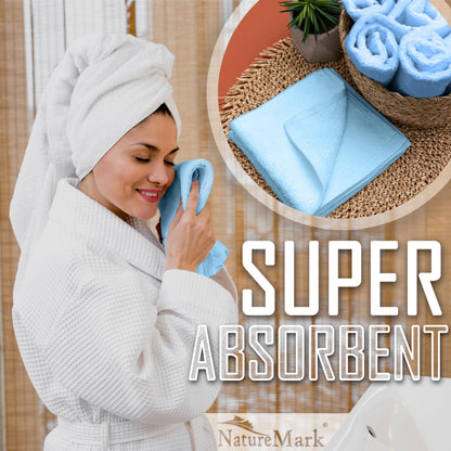 NatureMark Set of 10 Washcloths Made of 100% Cotton - Soft and Absorbent Face and Hand Towels - Practical for Bathroom and Kitchen - 30 x 30 cm