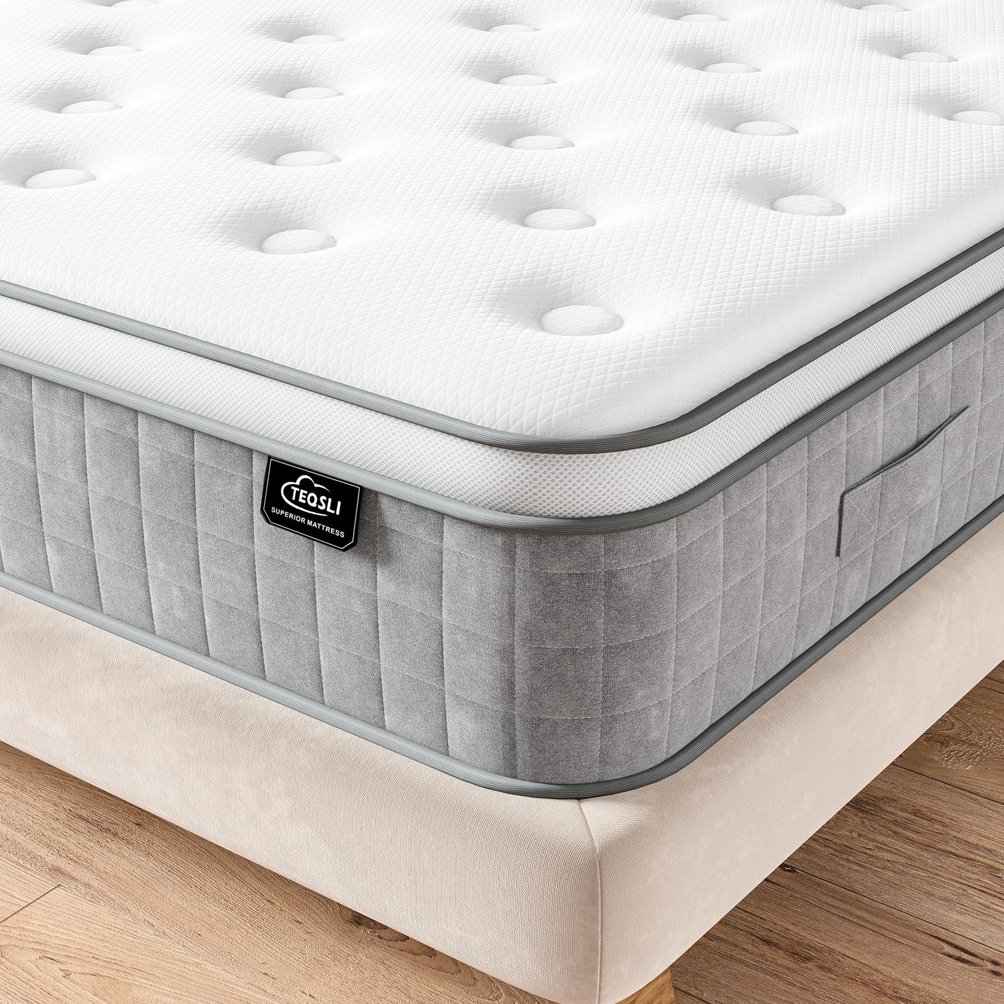 TeQsli 3FT Single Mattress, 10Inch Memory Foam Pocket Sprung Hybrid Mattress for Pressure Relief - Medium Firm Mattress-in-Box 90x190x25cm