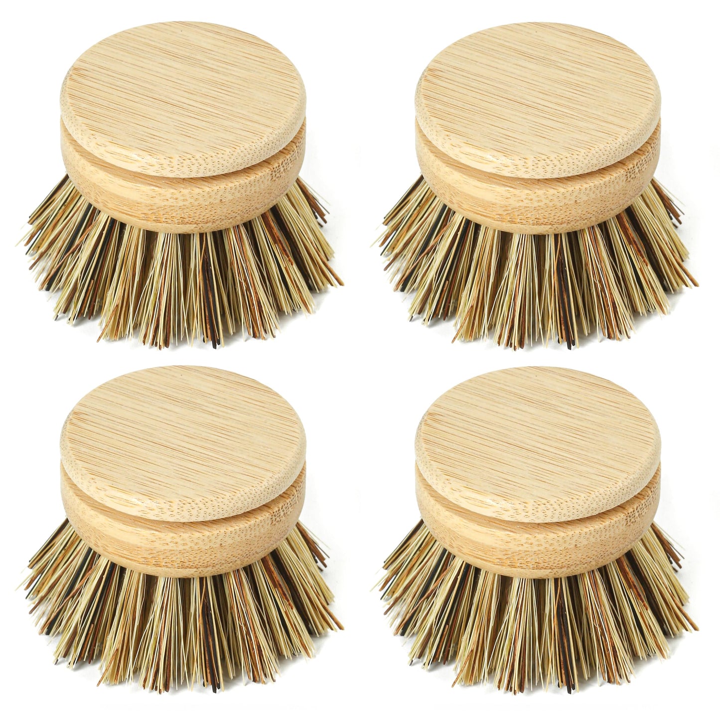 Jungle Culture Firm Bristle Replacement Brush Heads for Eco Dish Brushes ? Wooden Kitchen Washing Up Brush Heads Pack of 4 ? Interchangeable Bristle