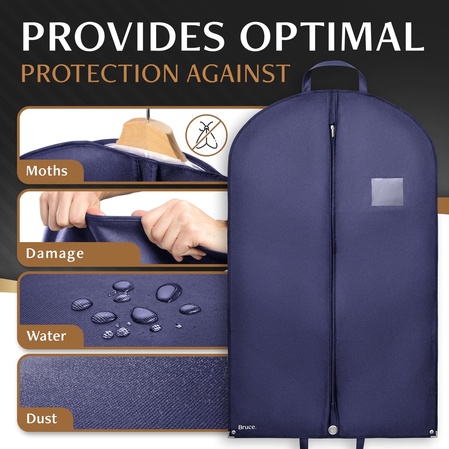 Bruce.® 2x Garment Bags 100x60 cm + Shoe Bag – Navy Blue
