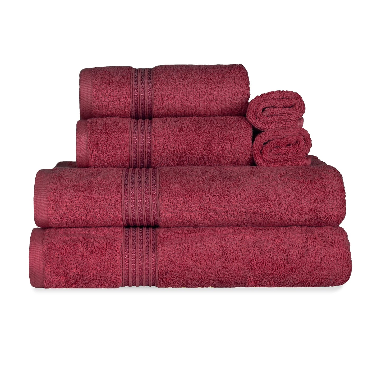 Superior Towel, Cotton, Burgundy, 6PC Set