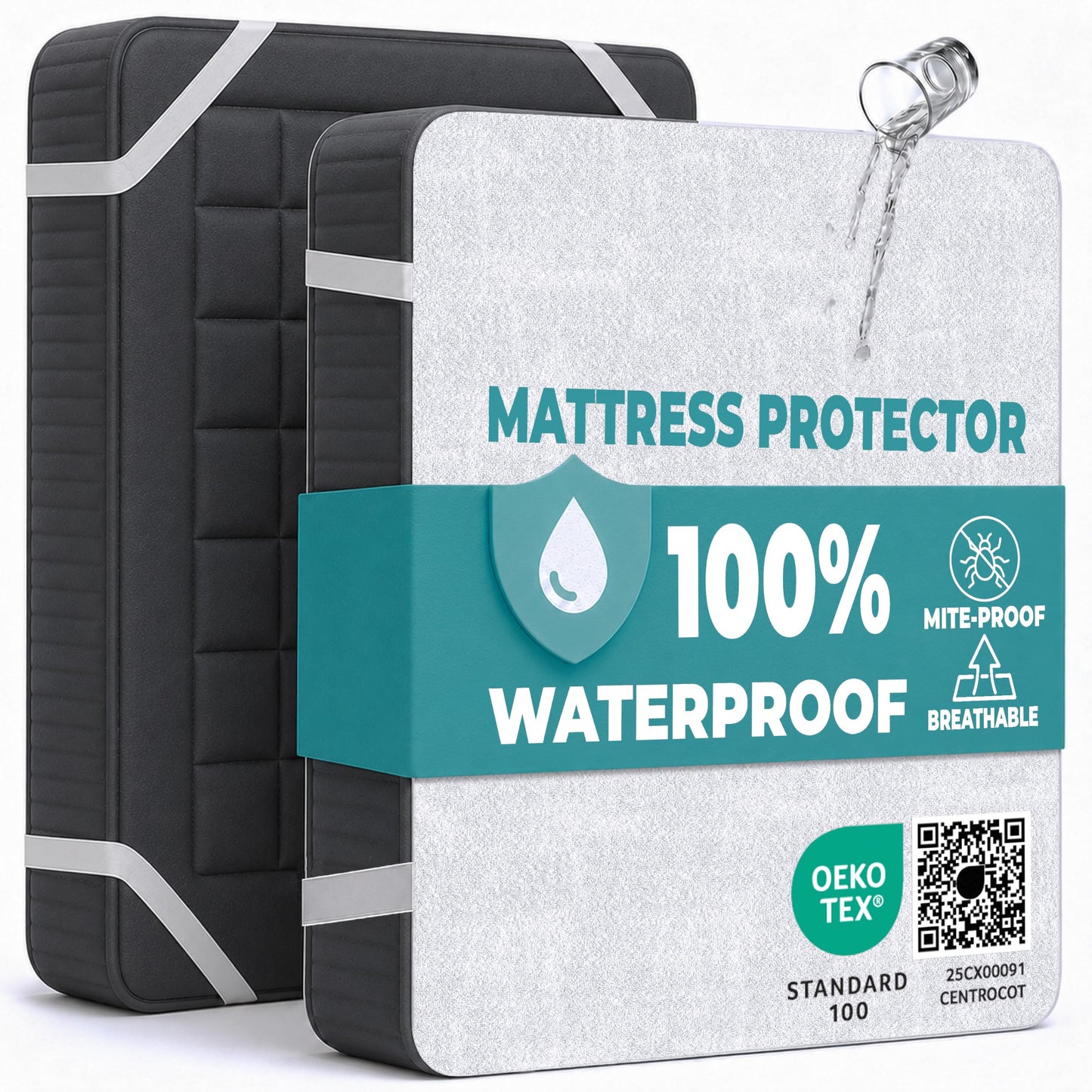 Small Double Mattress Protector Waterproof 120x200 cm (2pcs) Premium Cotton Terry Bed Cover with Elastic Straps Sheet Soft and Breathable Mattress