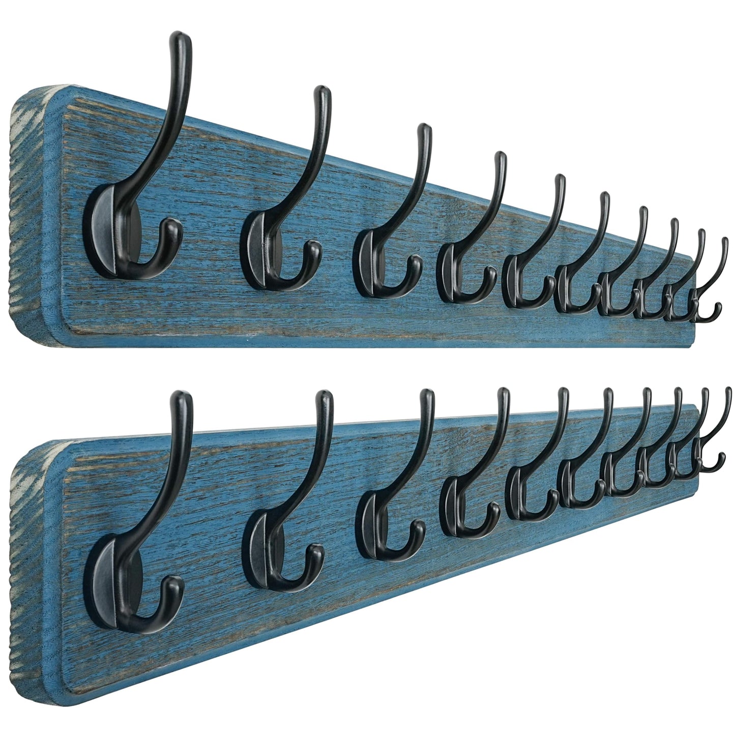 Dseap Coat Rack Wall: 97cm Long, Patented, Heavy-Duty, 10-Double-Hooks Wooden Wall Mounted Coat Rack Coat Hanger Hook Rail for Winter Coats Hat