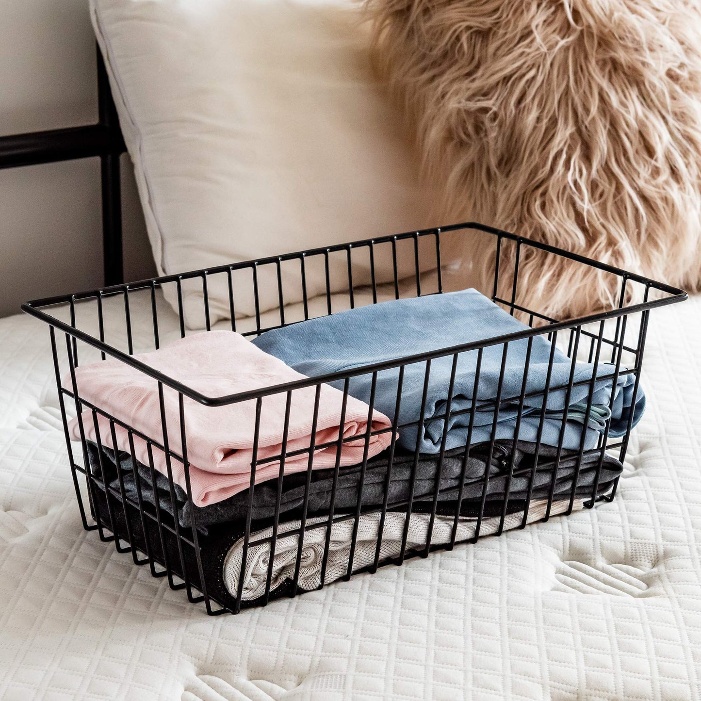 SANNO Freezer Basket Wire Organizer Storage Baskets Storage Bin Baskets for Organizing Kitchen Cabinets, Pantry, Freezer