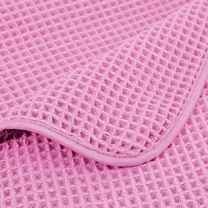POLYTE Microfibre Oversize Quick Dry Lint Free Bath Towel, 152 x 76 cm, 4 Pack (Pink, Waffle Weave)