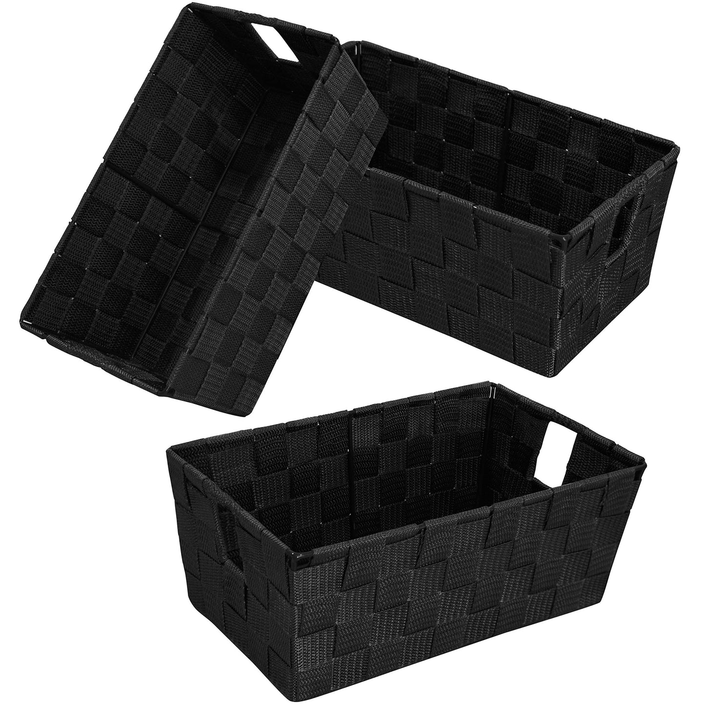 homyfort Woven Shelf Storage Tote Baskets Bins Container, Durable Storage Organizer Boxes with Built-in Handles for Bedroom, Office, Closet
