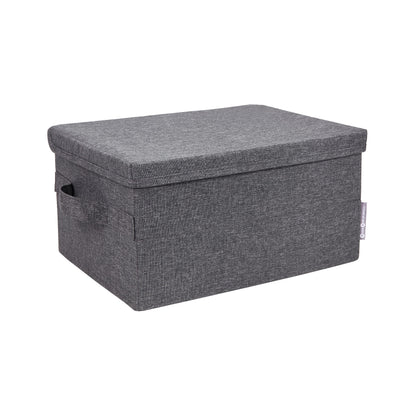 Bigso Box of Sweden Foldable Soft Medium Storage Box for Home and Office - Canvas Wardrobe Organiser with Lid