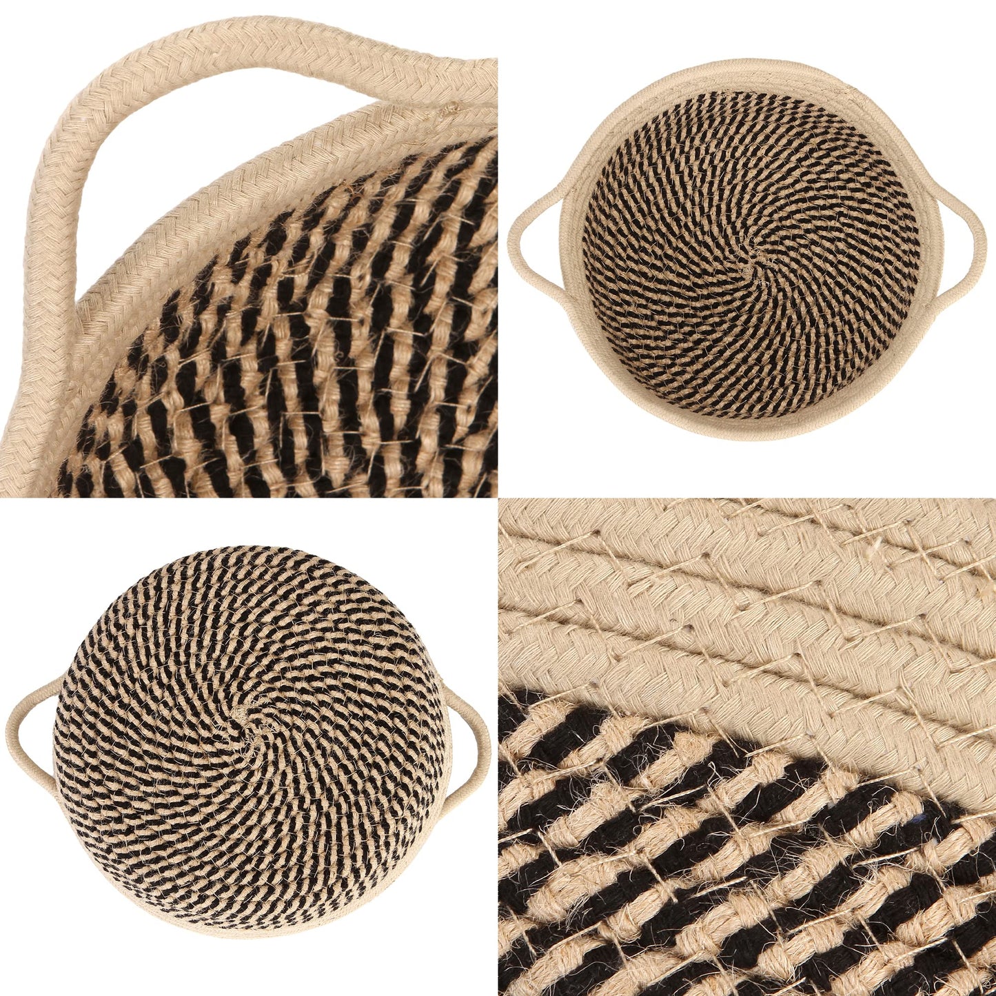Sea Team 2 Pack Mottled Flaxen Khaki Cotton Rope Round Storage Trays