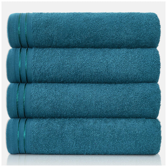 GC GAVENO CAVAILIA Large Towels Bath Sheet - Highly Absorbent Egyptian Cotton Towel Set - 4 Pack Extra Soft Large Bath Towel Teal - Quick Dry Bath