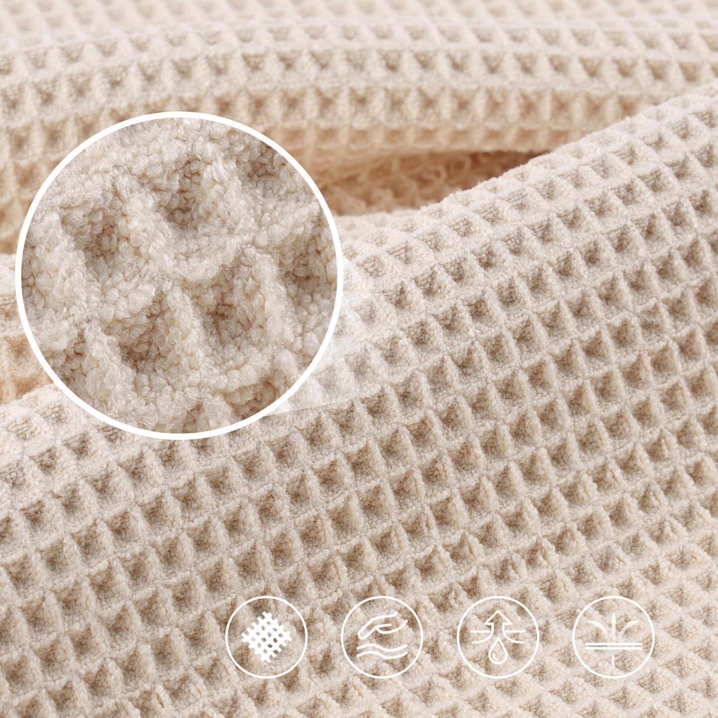 POLYTE 430 GSM Microfibre Quick Dry Waffle Bath Towel, 76.2x152.4 cm