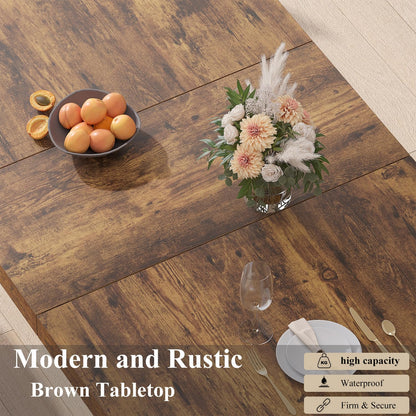 HSH Dining Table Modern Rectangle Kitchen Dinner Table 180cm Rustic Brown