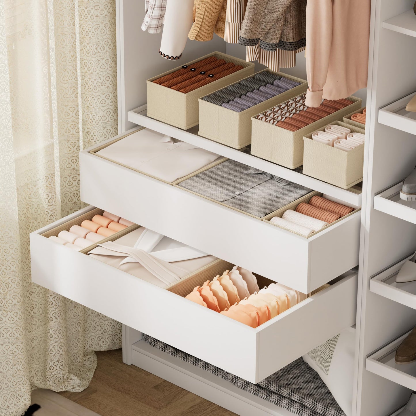 XIVIRACK 10 Pack Drawer Organizer for Clothes, Underwear Drawer Organizer Bins, Foldable Fabric Closet Storage Organizers