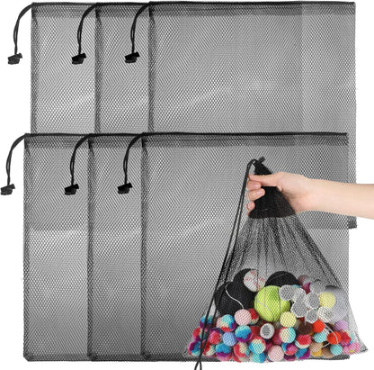 5Pcs Large Drawstring Mesh Storage Bags, 35cm x 40cm Organizer Net Bags, Beach Tote Bag Drawstring Organizer Storage Mesh Bags for Sport, Swimming