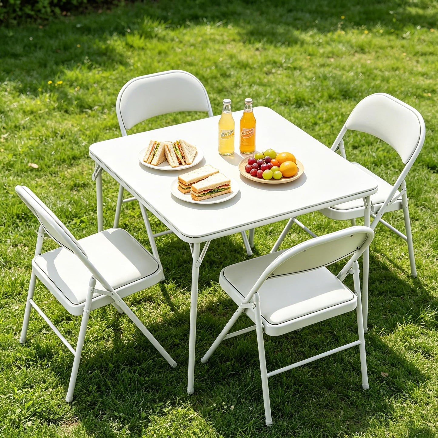BOOSDEN 2.6 FT White Square Folding Card Table for Indoor and Outdoor