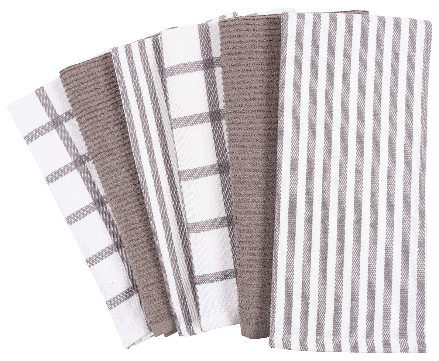 KAF Home Mixed Flat & Terry Kitchen Towels | Two Sets of 3 18 x 28 Inches | 4 Flat Weave Towels for Cooking and Drying Dishes