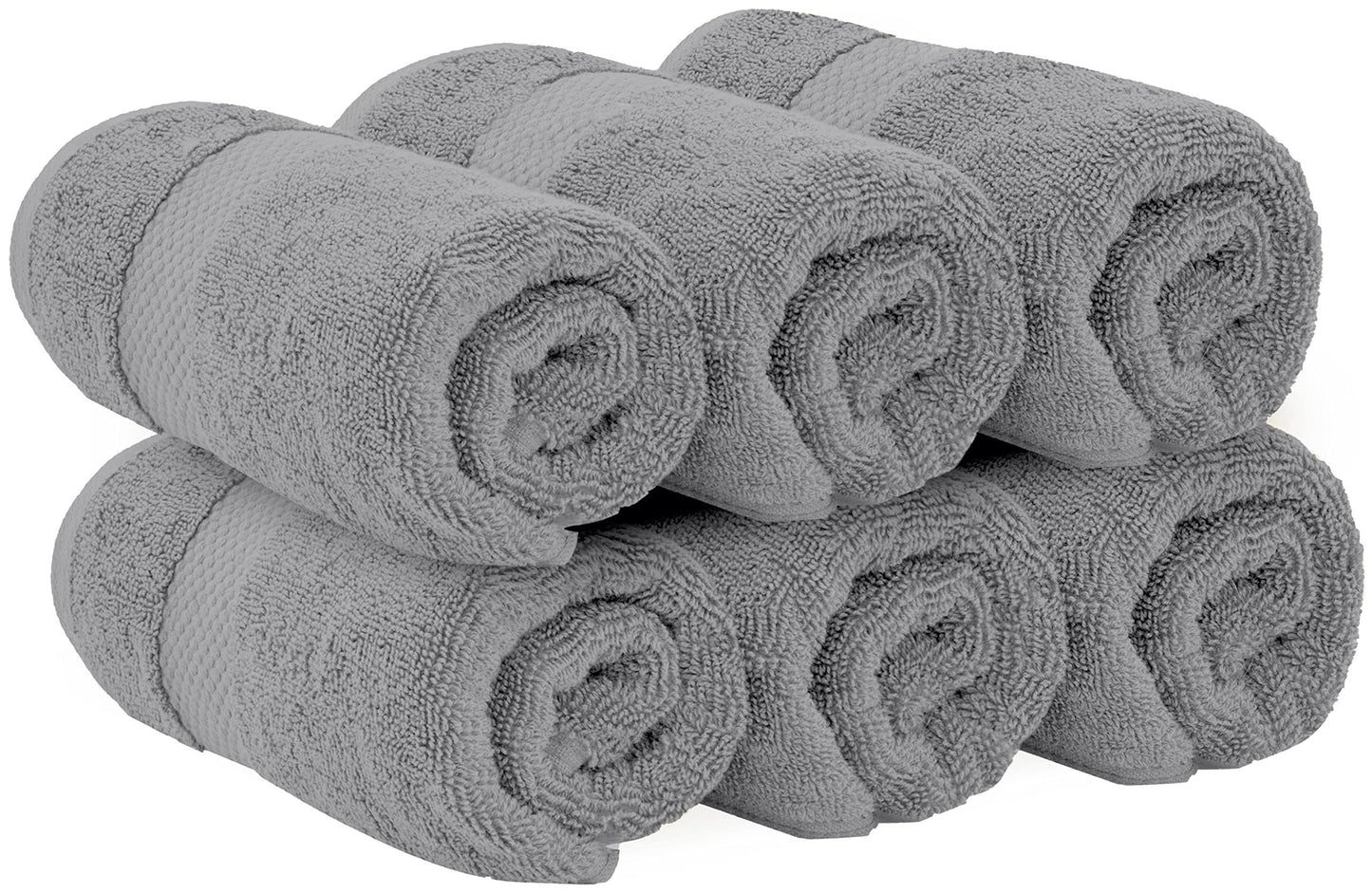White Classic Luxury Light Grey Hand Towels, 100% Cotton Bathroom Hand Grey Towels Set of 6, Hotel Towels Extra 40x76 cm