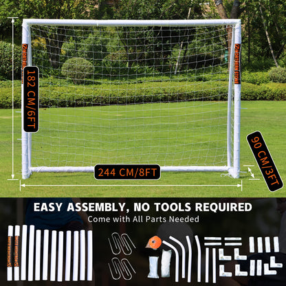 NORTHERN STONE Ultimate All Weather uPVC Football Goal 8ft x 6ft Garden Portable Football Goals 70mm Thick PVC Goal Posts + Football Net Integrated