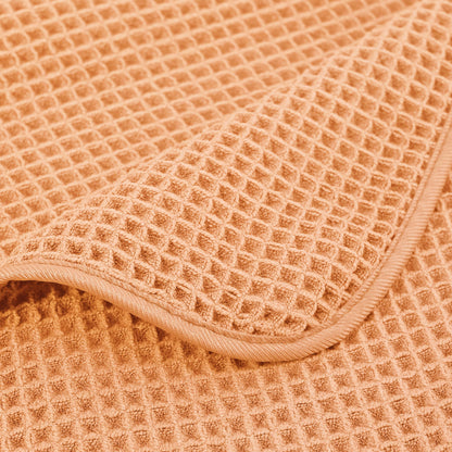 POLYTE Microfibre Oversize, 76 x 152 cm, Quick Dry Lint Free Bath Towel Set, 6 Piece (Orange, Waffle Weave)