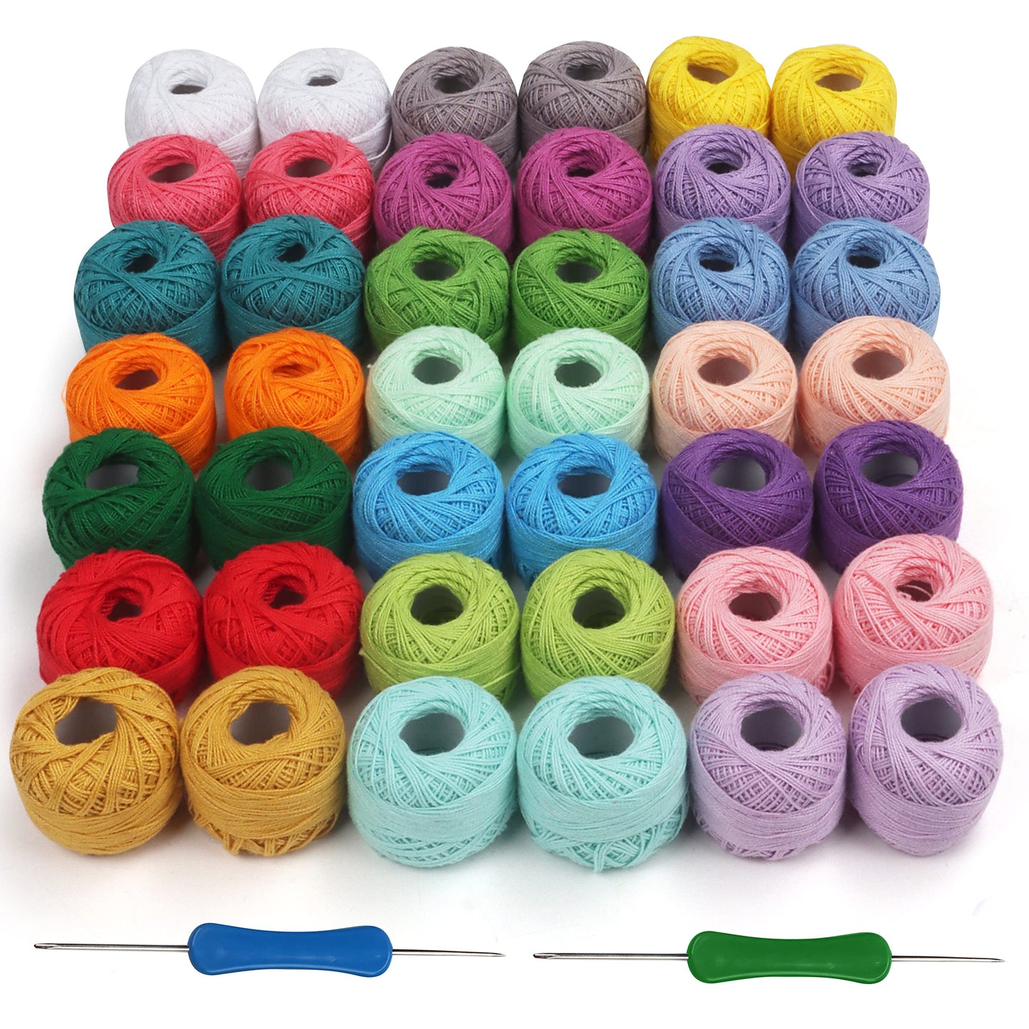Kurtzy Cotton Yarn for Crochet (42 Pack) - Colourful 10g Crochet Yarn Balls - Crochet Wool Yarn for Knitting - 2520m/2755 Yards of Thread/Amigurumi