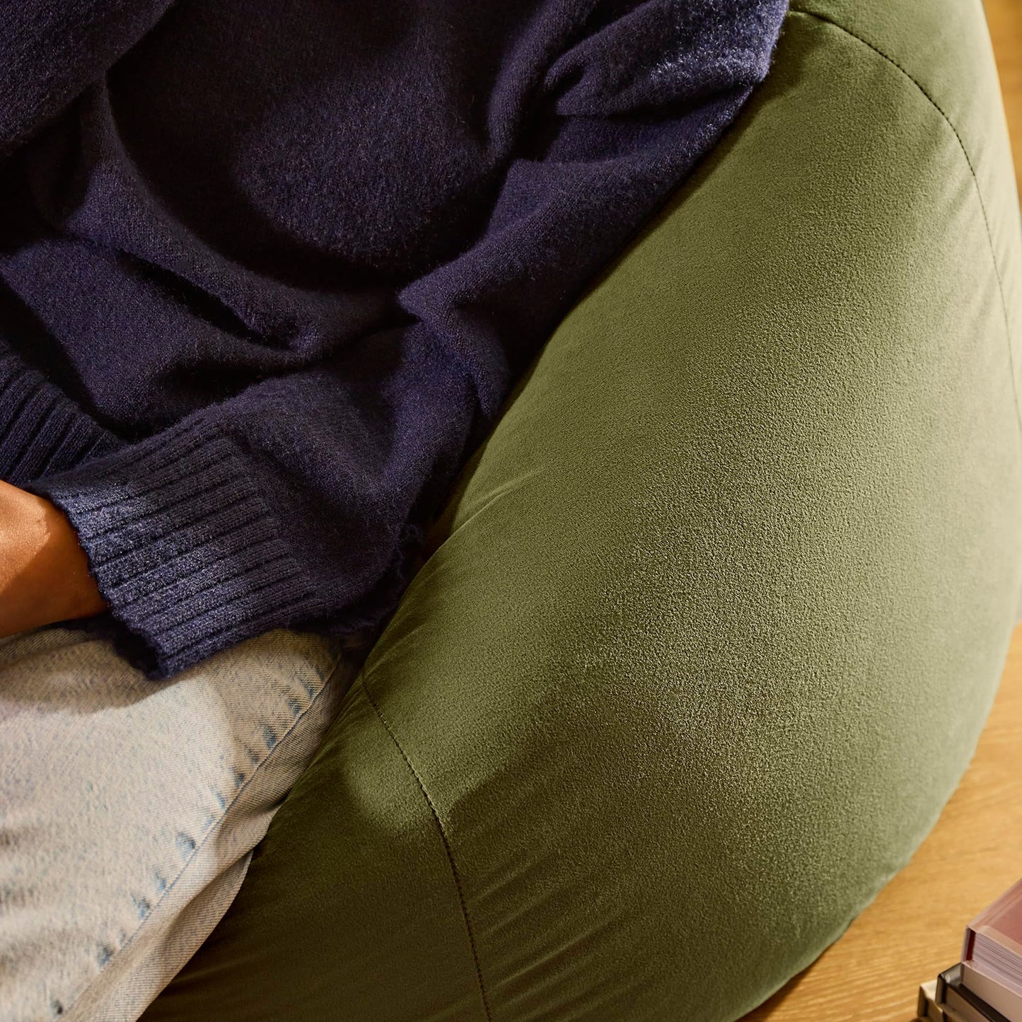 icon Kingston Velvet Bean Bag with Filling Included, Green