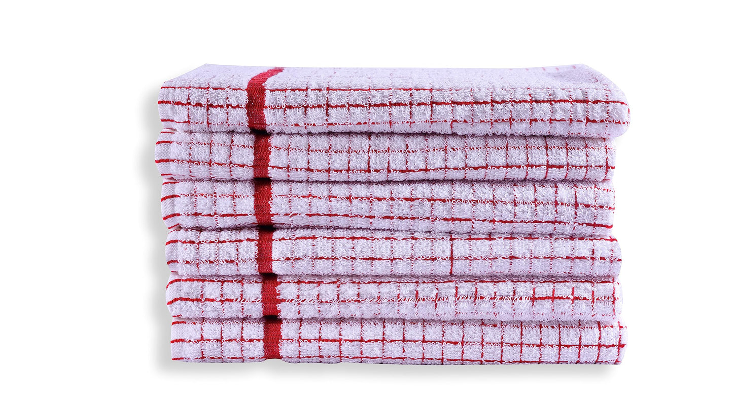 QUALITY HOME TEXTILES 100% Cotton Super Soft Terry Towelling Tea Towels with Hanging Loop | Pack of 3