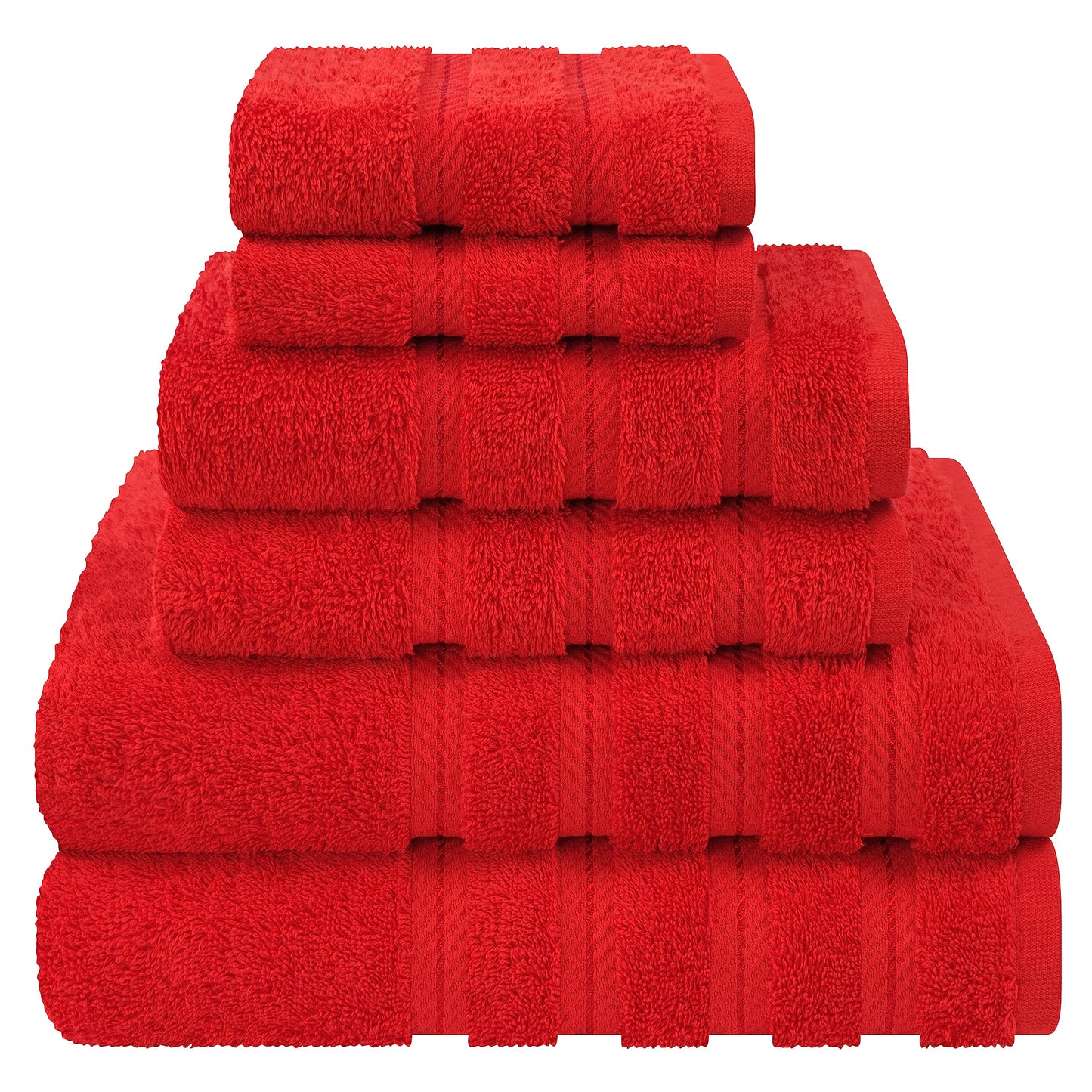 American Soft Linen Luxury 6 Piece Towel Set, 2 Bath Towels 2 Hand Towels 2 Washcloths, 100% Turkish Cotton Towels for Bathroom, Red Towel Sets