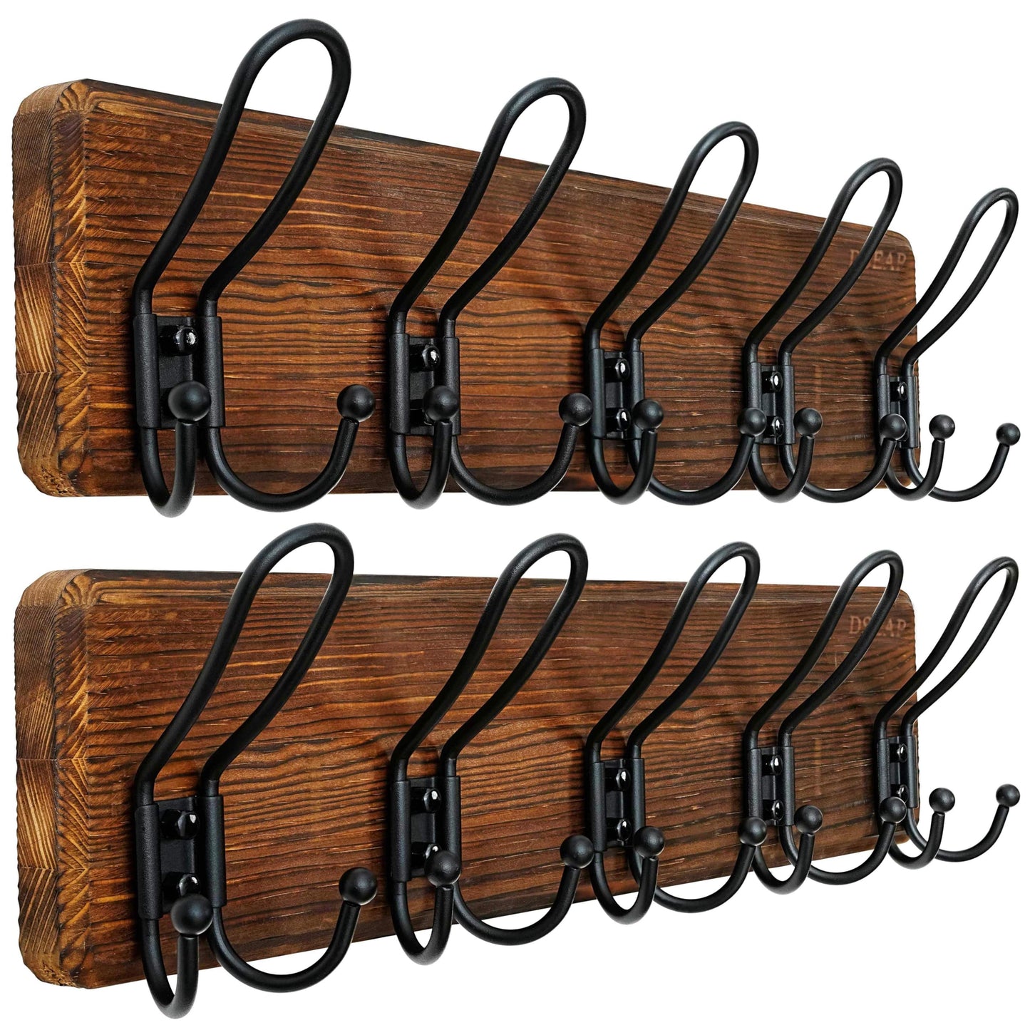 Dseap Coat Rack Wall Mounted - Heavy Duty Farmhouse Rustic Wall Coat Hanger with 5 Wire Hooks for Clothes Hat Jacket Towel, RusticWire, J1-5A