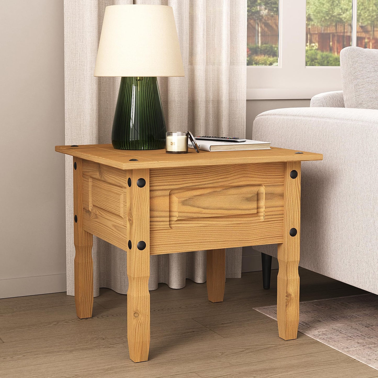 Corona Lamp Table Mexican Solid Pine Waxed