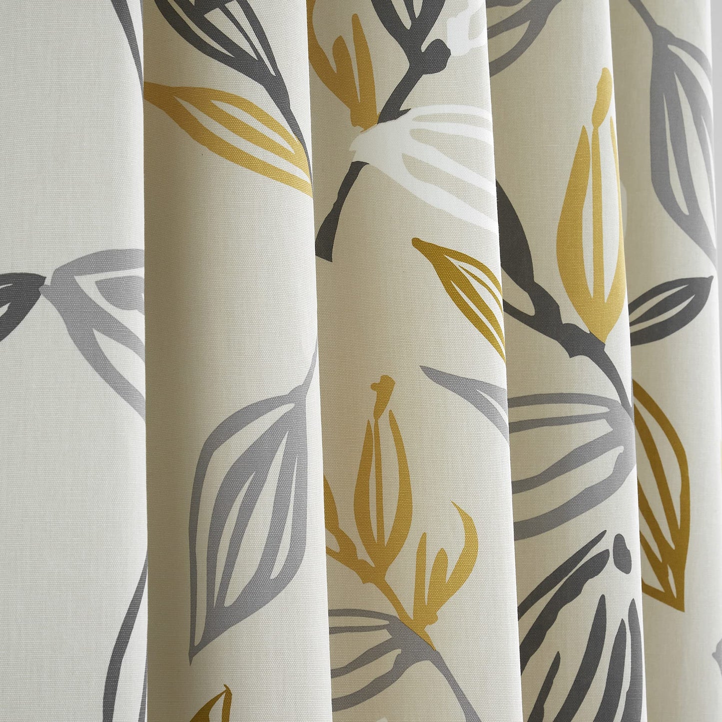 Fusion - Ensley - 100 Percent Cotton Pair of Eyelet Curtains - Ochre, 66" Width x 90" Drop (168 x 229 cm)
