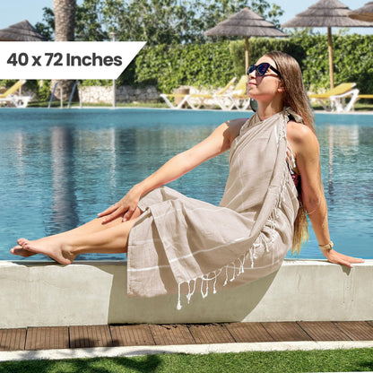 Utopia Towels 2 Pack Turkish Beach Towel 40 x 72 Inches - 100% Cotton Oversized Sand Free Lightweight Quick-Dry Turkish Towel