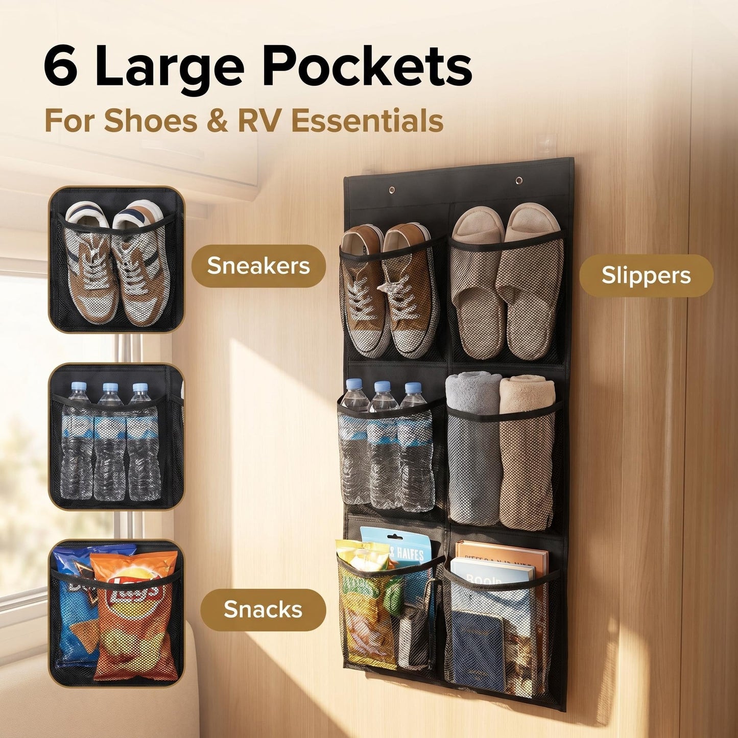 SINJAETRQ Hanging Shoe Storage, Non-Woven Wall Mounted Shoe Rack for Closet Door, Caravan Accessories & Campervan Organiser