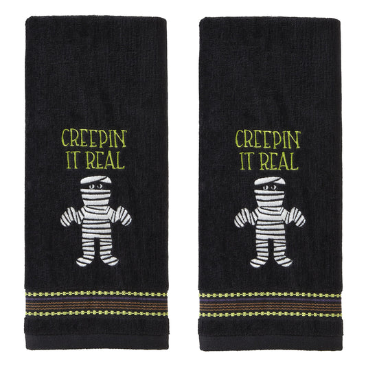 SKL Home by Saturday Knight Ltd. Glow in The Dark Hand Towel Set, Cotton, Creepin Real
