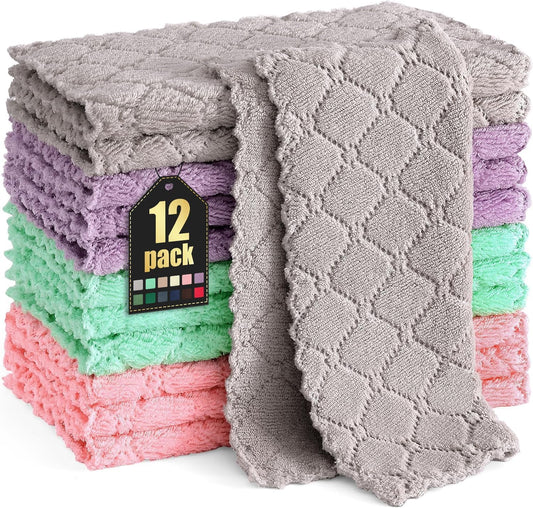 Moosfor Tea Towels, Microfibre Cloths, 25 x 25 cm, Cleaning Cloths, Car Care, Polishing Cloth, Absorbent Washable Microfibre, Soft Lint-Free Kitchen