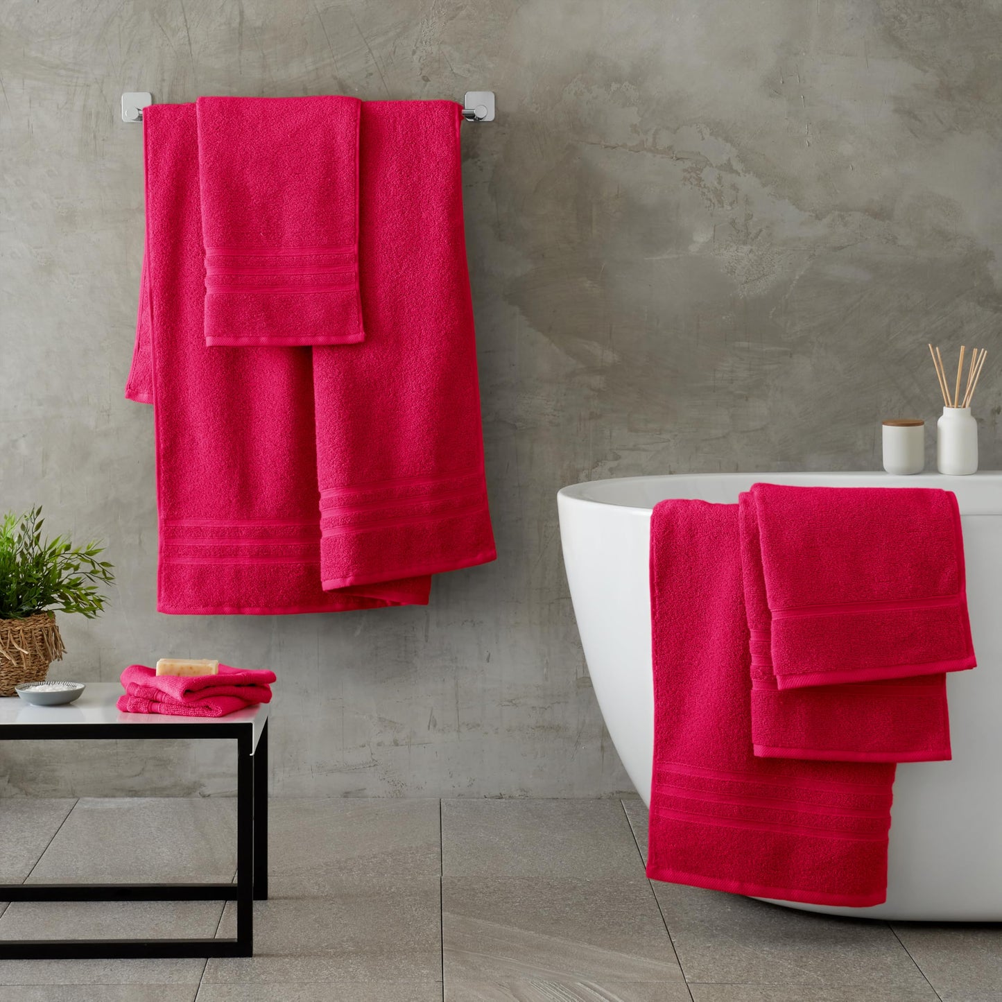 Catherine Lansfield Zero Twist Cotton 30x30cm Face Cloth Pair Hot Pink