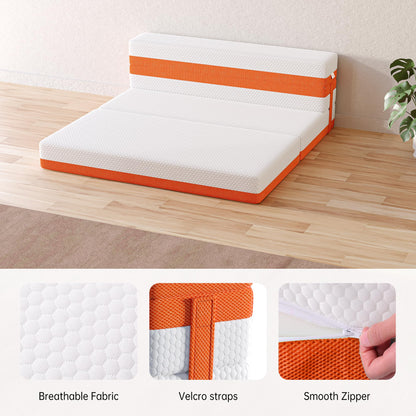 TeQsli Small Single Foldable Mattress, 15CM Memory Foam Folding Mattress with Removable Washable Cover, for Guest Beds, Camping and Road Trips