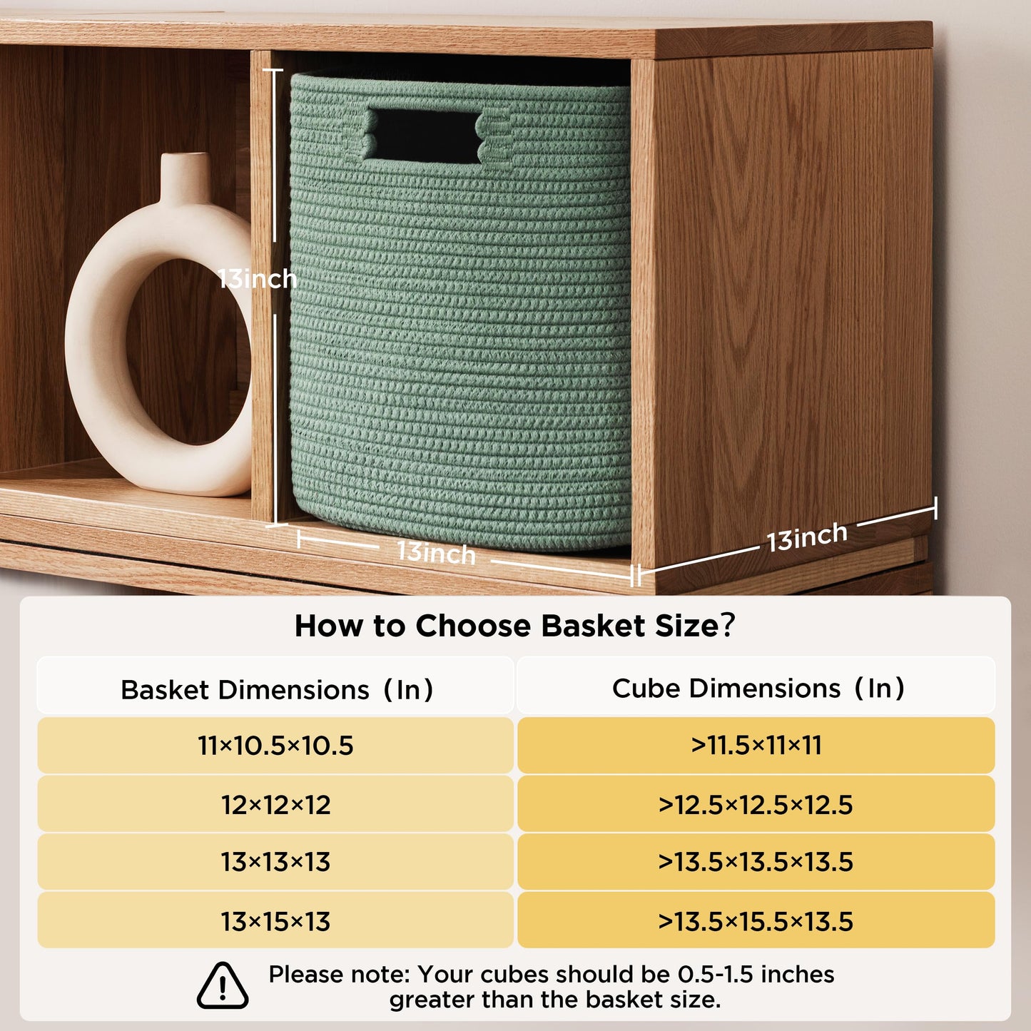 UBBCARE Set of 4 Storage Basket-13 X 13 X 13 in, Cotton Rope Basket for Shelves, Toys, Book, Cube Storage Bins with Handles