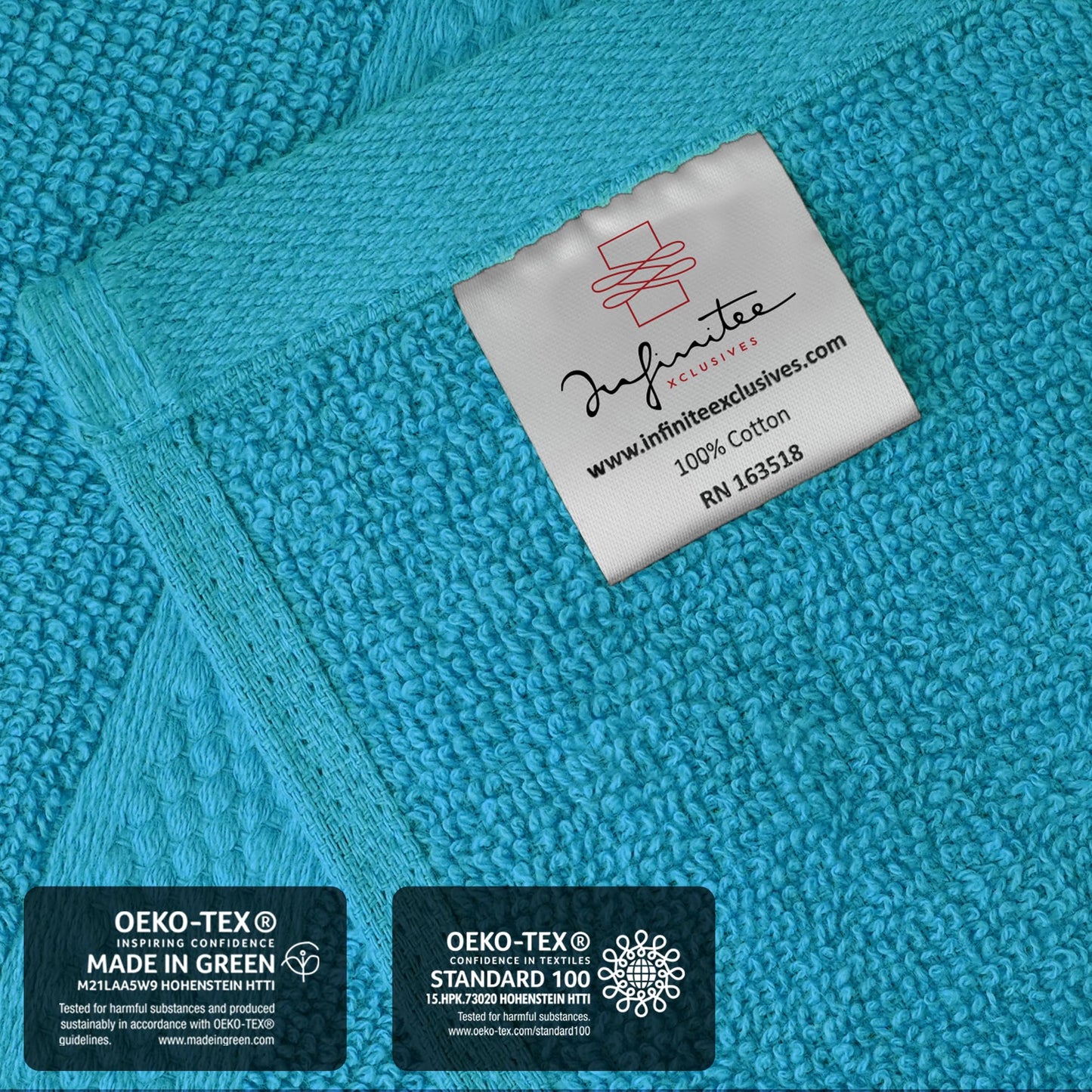 Infinitee Xclusives 100% Cotton Luxury Wash Cloths for Showering - 12 Pack