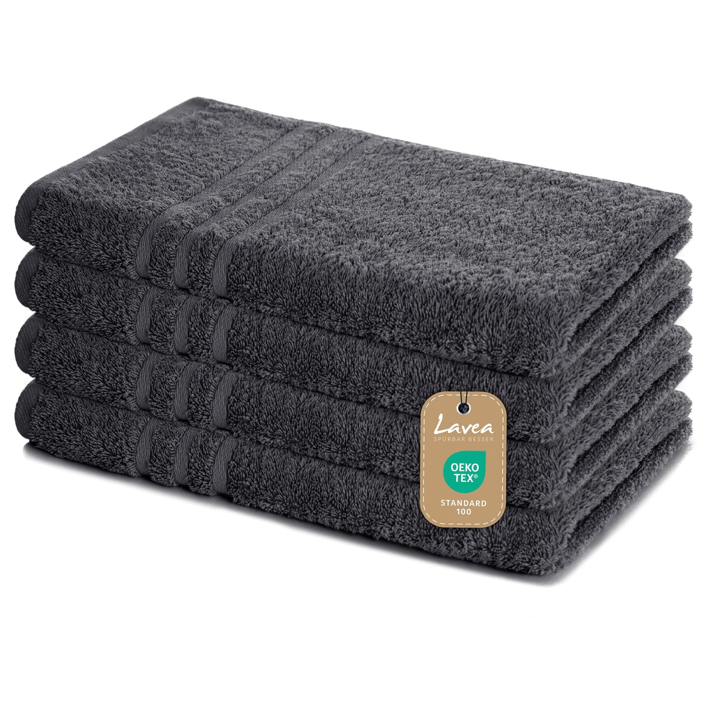 Lavea® Set of 4 hand towels, 50 x 100 cm, Elena Frottiererie, 100% cotton, terry bath towel, absorbent and soft, sports towel, washable at 60°C