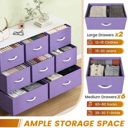 GoaHi Chest of Drawers, Fabric Dressers with Metal Frame and MDF Wooden Top Board, Adjustable Feet, Anti-Tip Safety
