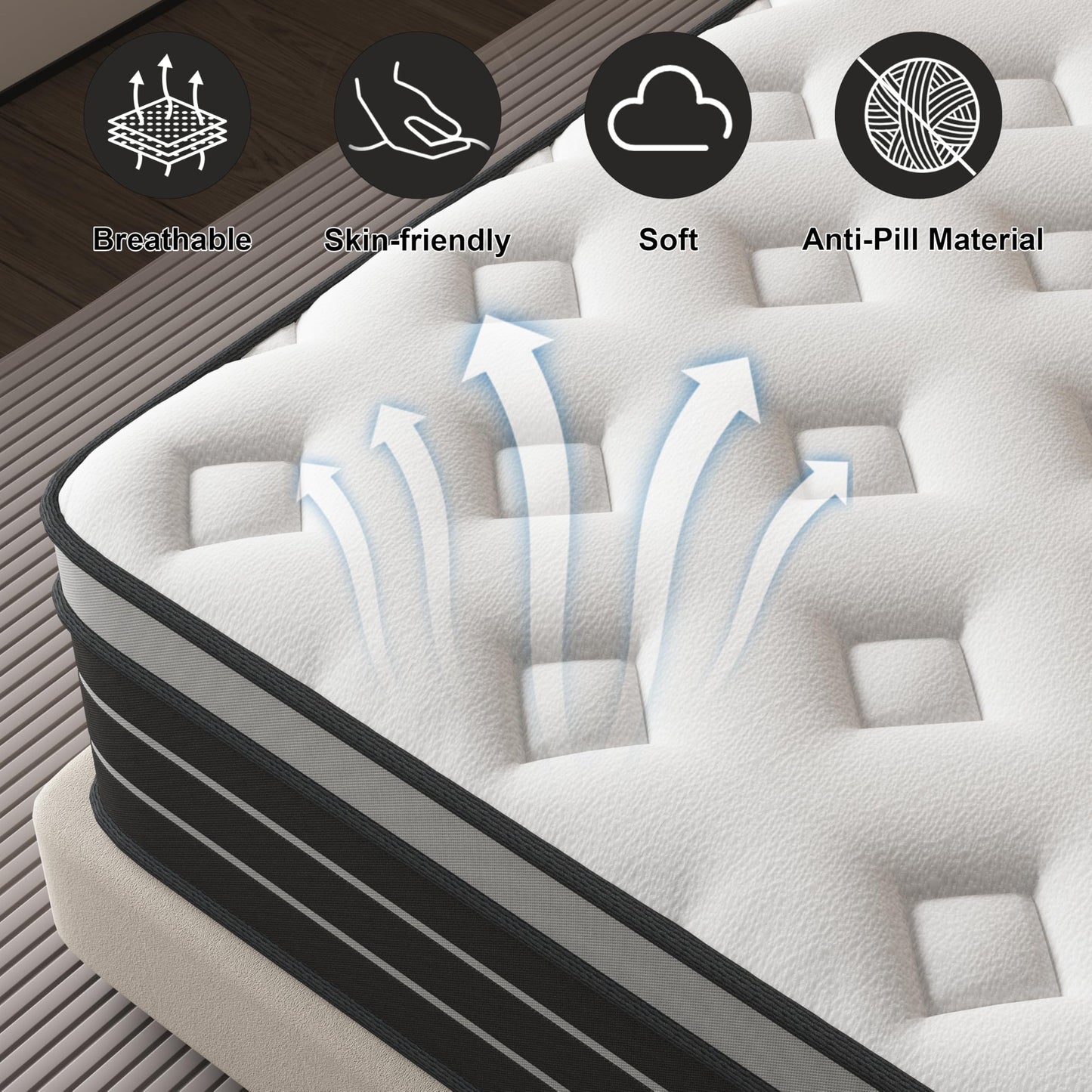 CBAEC-RSN Double Mattress 4FT6,Memory Foam Hybrid Mattress (135*190*25cm)