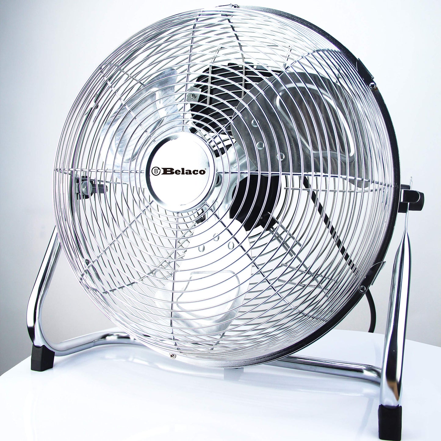 "Metal floor fan 12" High velocity chrome free stand fan cooling fan industrial fan 3 speed desk fan table fan sturdy housing high airflow powerful",