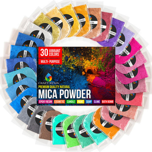Craft Resin Mica Powder for Epoxy Resin - 30 Colorant Pigment Powder Resin Dye for Jewelry Making Epoxy Resin, Pearlescent Pigments, Casting Resin &